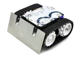 Assembled Zumo robot with a Zumo Shield, Arduino Uno, and Zumo blade